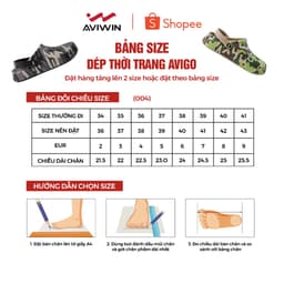[AVG004] [ĐẶT TĂNG 2 SIZE] Dép Sục Nam Nữ AVIWIN AVIGO-004 Hoạ Tiết Nguỵ Trang Chất EVA [Tặng Kèm Charm] 9