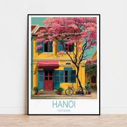 Tranh treo tường phong cảnh phố cổ Hà Nội decor quán cà phê khách sạn theo yêu cầu 4