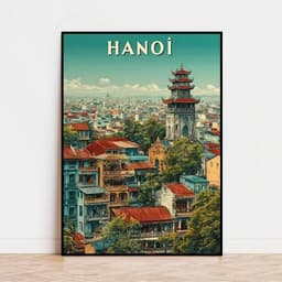 Tranh treo tường phong cảnh phố cổ Hà Nội decor quán cà phê khách sạn theo yêu cầu 5