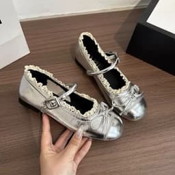 [HỎA TỐC]Giày Bệt Búp Bê Mary Jane Nữ Quai Ngang Phối Ren Nơ Xinh Xắn Đế Dẻo Chống Trơn HYEON B01 3