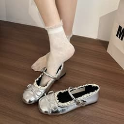 [HỎA TỐC]Giày Bệt Búp Bê Mary Jane Nữ Quai Ngang Phối Ren Nơ Xinh Xắn Đế Dẻo Chống Trơn HYEON B01 7