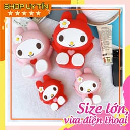 [Lớn, vừa điện thoại] Túi tỏi đeo chéo silicon hình my melody làm quà tặng bạn gái đựng điện thoại 1