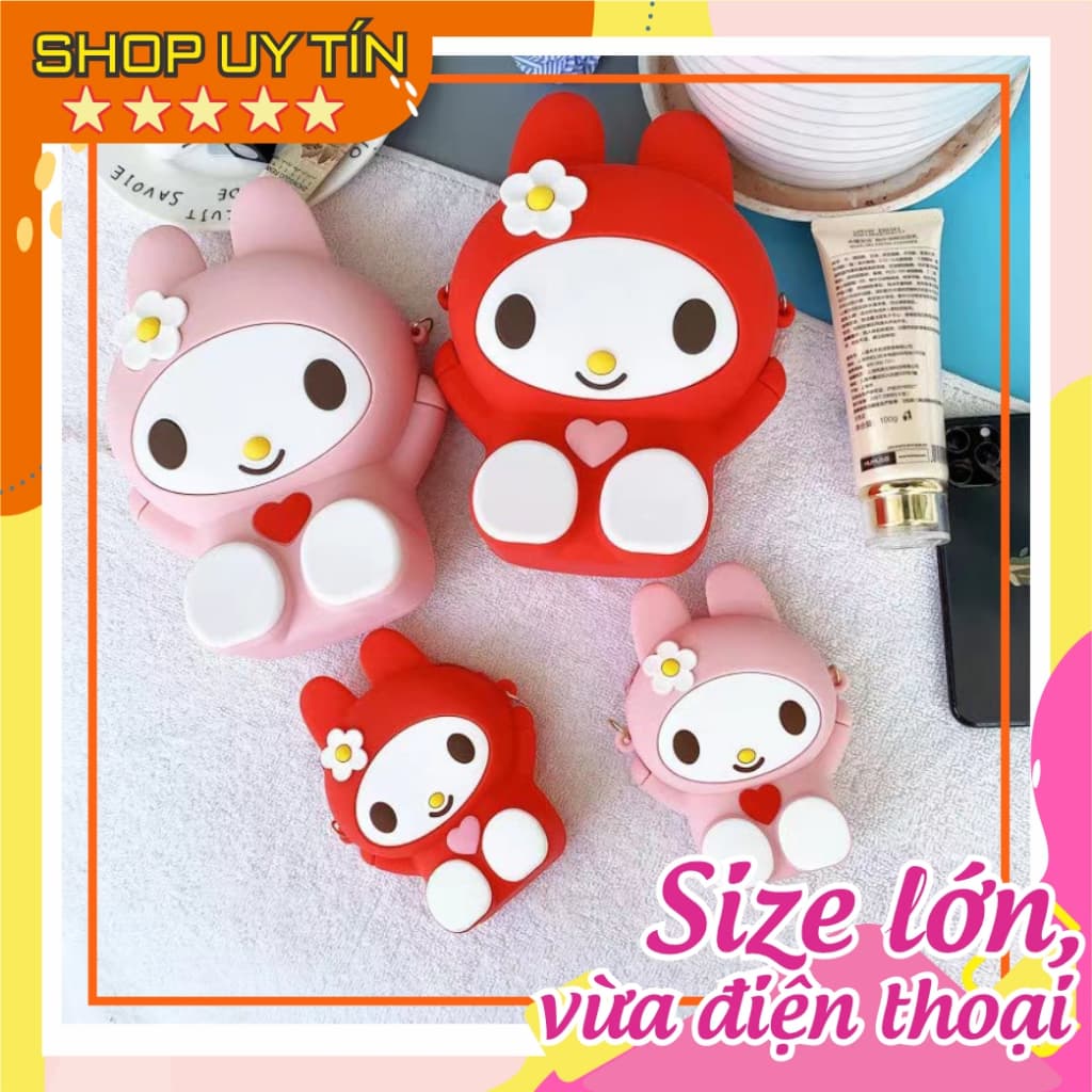 [Lớn, vừa điện thoại] Túi tỏi đeo chéo silicon hình my melody làm quà tặng bạn gái đựng điện thoại