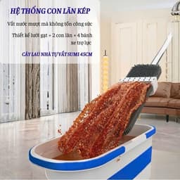 Cây Lau Nhà Tự Vắt Sumi 45cm, Cây Chổi Lau Nhà Bông Lau San Hô Siêu Thấm Hút 360 Độ Thông Minh 4