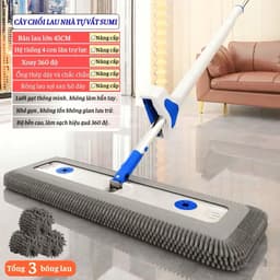 Cây Lau Nhà Tự Vắt Sumi 45cm, Cây Chổi Lau Nhà Bông Lau San Hô Siêu Thấm Hút 360 Độ Thông Minh 1