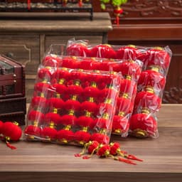 {30 CÁI} Quả cầu nhung tròn trang trí tết phiên bản mini, đèn lồng đỏ bằng nhựa bọc nhung treo cây quất đào 2026 1
