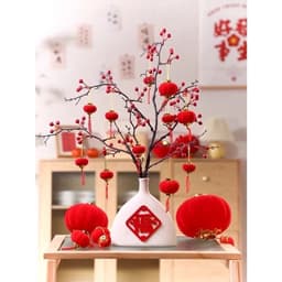 {30 CÁI} Quả cầu nhung tròn trang trí tết phiên bản mini, đèn lồng đỏ bằng nhựa bọc nhung treo cây quất đào 2026 4