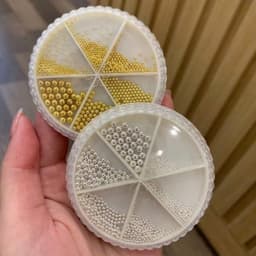 Khay Bi Tròn 6 size màu vàng-màu trắng, trang trí móng tay siêu xinh Nail Michi 1