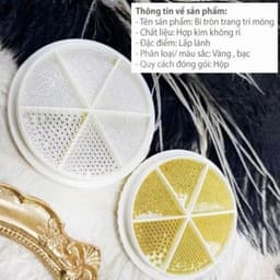 Khay Bi Tròn 6 size màu vàng-màu trắng, trang trí móng tay siêu xinh Nail Michi 6