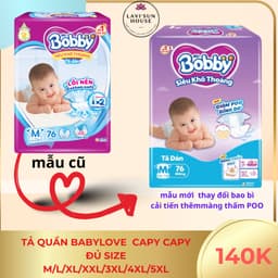 (MỚI)Tã dán Bobby size M 76miếng (6-11kg),S 80miếng (4-8kg)-siêu khô thoáng,thấm hút tốt 3