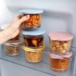 Hũ Thủy Tinh Chịu Nhiệt, Lọ, Hộp Thủy Tinh đựnġ Thực Phẩm Nắp Ấn Mang Đi, Để Tủ Lạnh Dung Tích 260ml Có Nấp Đậy VINBEO 8