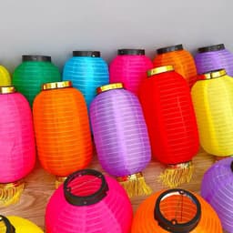 Đèn Lồng vải tròn, trụ có tua rua trang trí Tết , nhà hàng, quán cà phê chống nước,Đền Chùa,trường học lễ hội giá rẻ 8