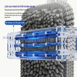 Cây Lau Nhà Tự Vắt SUMI 45cm, Cây Chổi Lau Nhà Thông Minh Xoay 360 Độ Tiện Dụng Thấm Hút Đa Năng 3