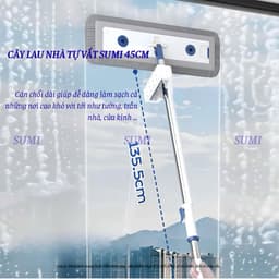 Cây Lau Nhà Tự Vắt SUMI 45cm, Cây Chổi Lau Nhà Thông Minh Xoay 360 Độ Tiện Dụng Thấm Hút Đa Năng 9