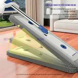 Cây Lau Nhà Tự Vắt SUMI 45cm, Cây Chổi Lau Nhà Thông Minh Xoay 360 Độ Tiện Dụng Thấm Hút Đa Năng 5
