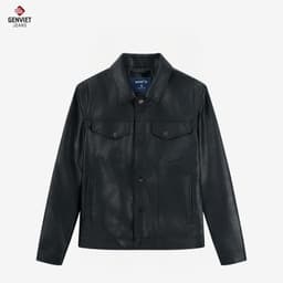 [ẨN] Áo khoác da nam GENVIET JEANS dáng Trucker da pu mềm cao cấp basic dễ phối đồ tôn dáng 9098 2