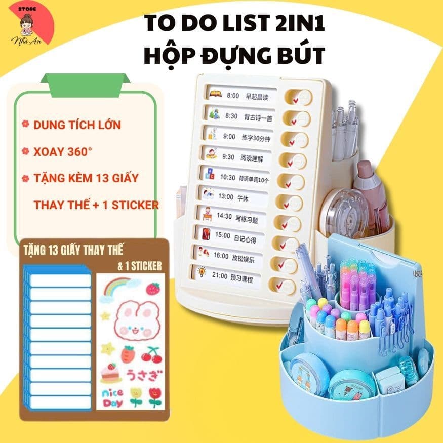 Đồ dùng - Bảng To Do List kèm giá đựng bút 2 trong 1 cho bé học tập