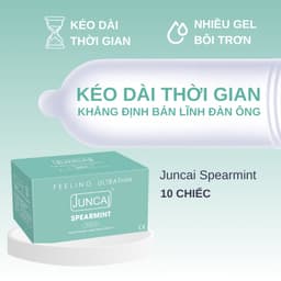 Bao cao su Juncai Kéo dài thời gian siêu mỏng Spearmint nhiều gel bôi trơn hương bạc hà, hộp 10 bcs 2