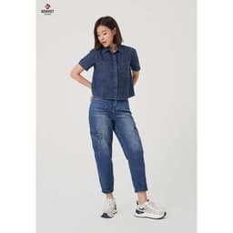 Quần Dài Nữ Genviet vải Jeans Thời trang form Col Thụn 8524 7