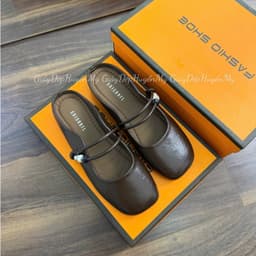 [ Giày Dép Huyền My ] Giày sục bệt nữ quai ngang đính ngọc da lì mềm chất xịn hàng cao cấp full hộp - LT60 1