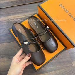 [ Giày Dép Huyền My ] Giày sục bệt nữ quai ngang đính ngọc da lì mềm chất xịn hàng cao cấp full hộp - LT60 4