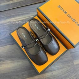 [ Giày Dép Huyền My ] Giày sục bệt nữ quai ngang đính ngọc da lì mềm chất xịn hàng cao cấp full hộp - LT60 5