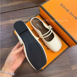 [ Giày Dép Huyền My ] Giày sục bệt nữ quai ngang đính ngọc da lì mềm chất xịn hàng cao cấp full hộp - LT60 7