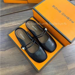 [ Giày Dép Huyền My ] Giày sục bệt nữ quai ngang đính ngọc da lì mềm chất xịn hàng cao cấp full hộp - LT60 9