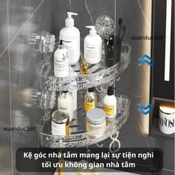 Kệ góc nhà tắm có cốc hút bám tường chắc chắn sử dụng đựng đồ đa năng nhà tắm nhà bếp 4