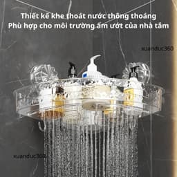 Kệ góc nhà tắm có cốc hút bám tường chắc chắn sử dụng đựng đồ đa năng nhà tắm nhà bếp 6