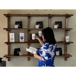 Combo bộ kệ gỗ treo tường 4 tầng gỗ Tràm tự nhiên nguyên tấm - Xưởng Mộc Maido 8
