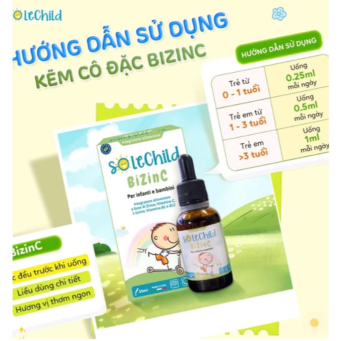SOLECHILD BiZinC (hộp 30ml) .Bổ sung kẽm hữu cơ và vitamin cho bé .Giúp Bé Ăn Nhiều Tăng Cân> susi shop 36