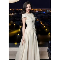 Xukadress_Váy ren kem xoè tiểu thư, váy ren dáng dài dự tiệc sang chảnh 2