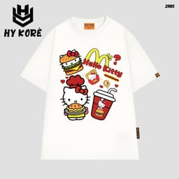Áo Thun HY KORÉ Kittie Burger 2985 Form Rộng Localbrand Oversize Unisex Vải Cotton 75% Nam Nữ Mặc Đẹp 1