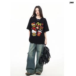Áo Thun HY KORÉ Kittie Burger 2985 Form Rộng Localbrand Oversize Unisex Vải Cotton 75% Nam Nữ Mặc Đẹp 4