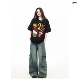 Áo Thun HY KORÉ Kittie Burger 2985 Form Rộng Localbrand Oversize Unisex Vải Cotton 75% Nam Nữ Mặc Đẹp 3