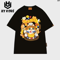 Áo Thun HY KORÉ Mèo Đầu Bếp 2027 Form Rộng Localbrand Oversize Unisex Vải Cotton 75% Nam Nữ Mặc Đẹp 1