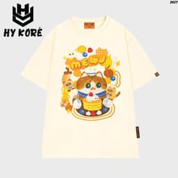 Áo Thun HY KORÉ Mèo Đầu Bếp 2027 Form Rộng Localbrand Oversize Unisex Vải Cotton 75% Nam Nữ Mặc Đẹp 2