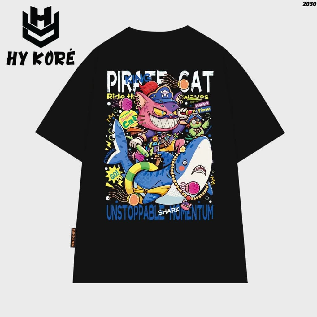Áo Thun HY KORÉ Mèo Hải Tặc 2030 Form Rộng Localbrand Oversize Unisex Vải Cotton 75% Nam Nữ Mặc Đẹp