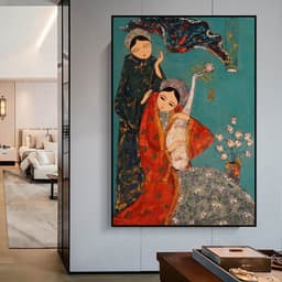Tranh canvas treo tường in canvas cô gái Việt xưa indochine - tranh áo dài 60 x 90 cm 2