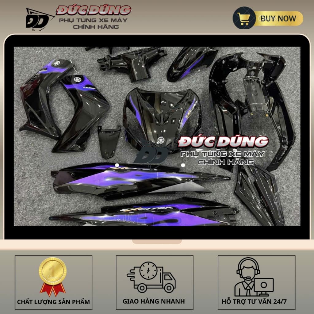 Dàn áo Exciter nhỏ đen tem lửa tím