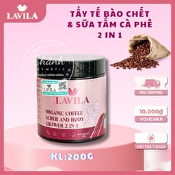 Tẩy Tế Bào Chết & Sữa Tắm Lavila Cà Phê Hữu Cơ Làm Sạch Da, Cung Cấp Độ Ẩm, Se Khít Chân Lông 200g 1