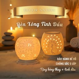 Đèn Xông Tinh Dầu Điện Gốm Sứ Bát Tràng Thấu Quang | Đèn Ngủ Thơm Phòng 7