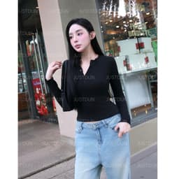 Áo Thun Nữ Tay Dài Ôm Body JUSTDUN T66 - Chất Len Tăm Lông Thỏ, Co Giãn 4 Chiều, Giữ Ấm Mềm Mịn 5