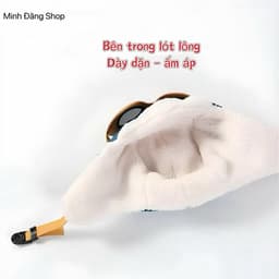 Mũ phi công trẻ em lớp phủ lông cừu giữ ấm hiệu quả, thiết kế linh hoạt, tặng kính bảo vệ mắt.siêu cute 8