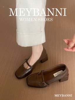 Giày Cao Gót MEYBANNI Mũi Vuông Quai Ngang Đế Cao 4cm Thanh Lịch - D909 9