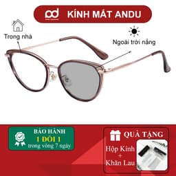Gọng kính cận thời trang nữ ANDU EYEWEAR dáng mắt mèo chống tia UV chất liệu kim loại cao cấp 1022 1