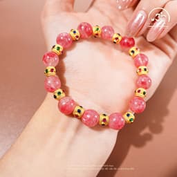 Ngọc Đan Tâm - Vòng Tay Tường Vi 9mm 5A Phối Charm Đính Đá - Mệnh Hoả & Mệnh Thổ 4