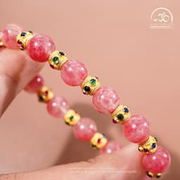 Ngọc Đan Tâm - Vòng Tay Tường Vi 9mm 5A Phối Charm Đính Đá - Mệnh Hoả & Mệnh Thổ 6