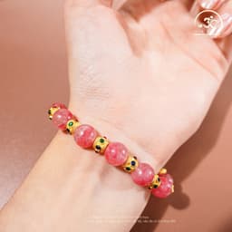 Ngọc Đan Tâm - Vòng Tay Tường Vi 9mm 5A Phối Charm Đính Đá - Mệnh Hoả & Mệnh Thổ 5
